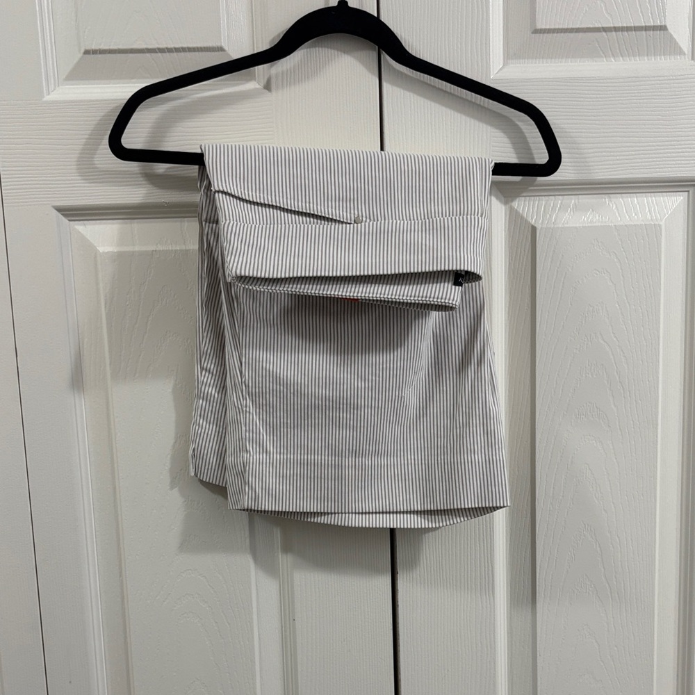 Haggar White Dress Pants with Thin Gray Pinstripes